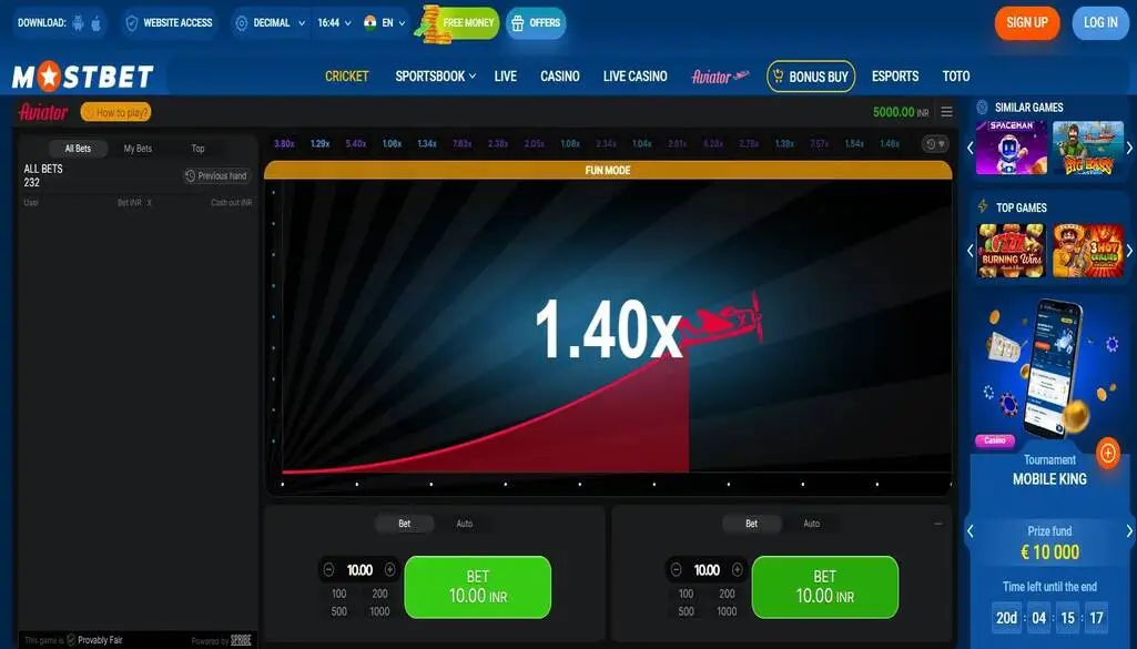 Review of MostBet Aviator